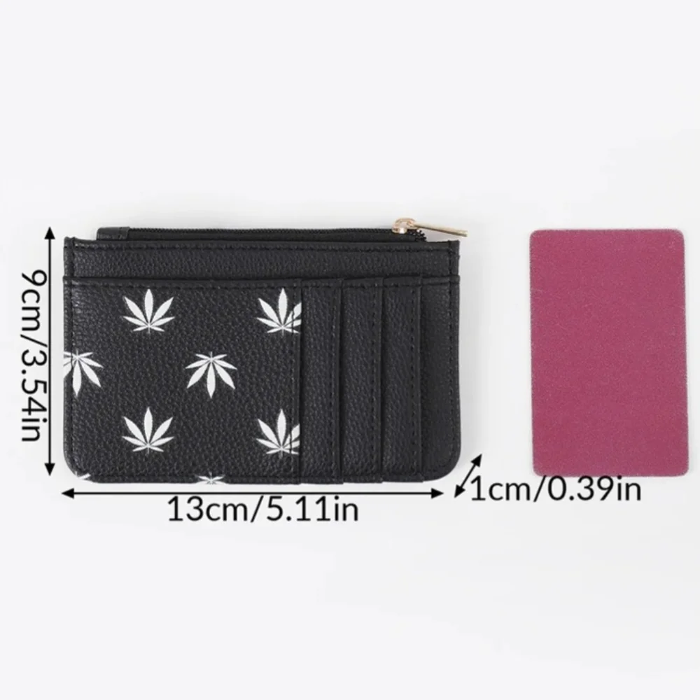 Black & White Faux Leather Cannabis Leaf Card Holder